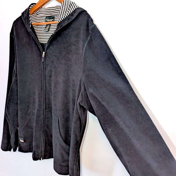 LAUREN Ralph Lauren | Black Terry Cloth Full Zip Hoodie Athleisure | Size 2X - Picture 5 of 12